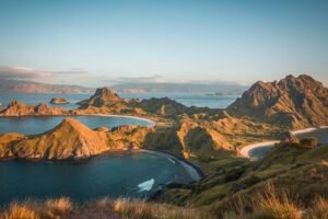 Komodo Island Viewed From Above With Three Lake