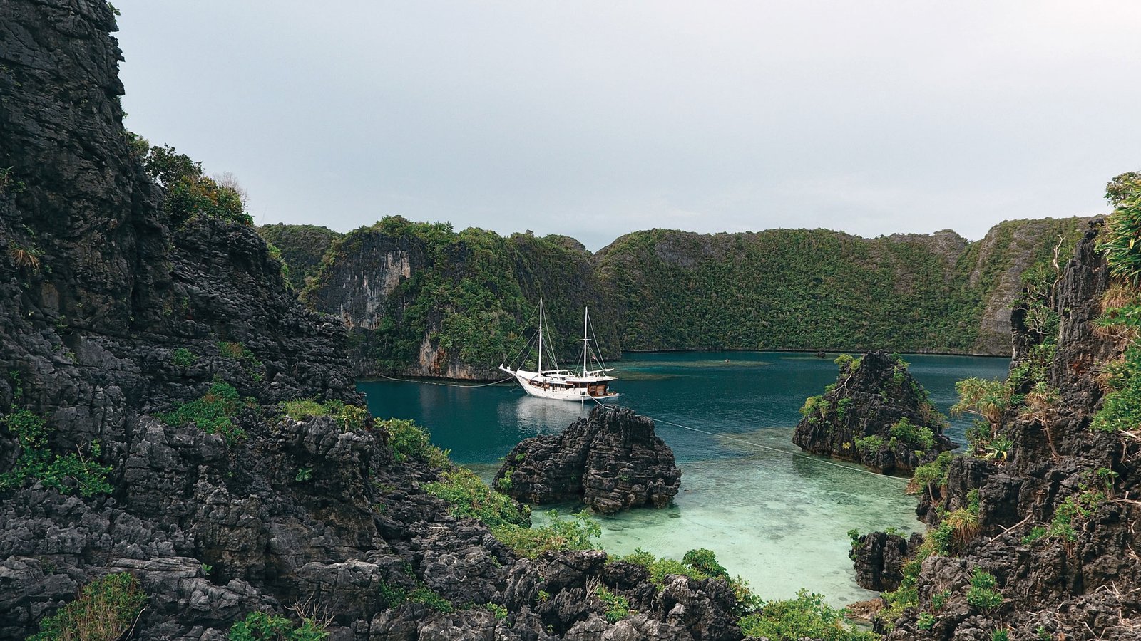 Teman Liveaboard at anchor in Misool, Raja Ampat